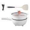 Electric Hot Pot Non-Stick Frying Pan Portable Rapid Noodles Cooker with Long Handle Steamer Spatula Dual Power Control Overheat Dry-Boil Protection f