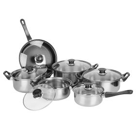 6Pcs Stainless Steel Kitchen Cookware Set Dishwasher Safe Fast Even Heat Induction Pots And Pans Set Include 9.44in Non-Stick Frying Pan 1Quart Sauce