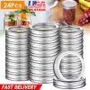 24 Pcs Regular Mouth Canning Jar Metal Rings Split-Type Jar Bands Replacement Fits For Ball Kerr Mason Jars