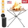 Outdoor Portable Fire Pit 16in Collapsible Steel Mesh Bonfire Place Stand w/ Carry Bag For Camping Backyard Beach Wood Burning