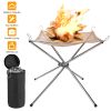 Outdoor Portable Fire Pit 16in Collapsible Steel Mesh Bonfire Place Stand w/ Carry Bag For Camping Backyard Beach Wood Burning