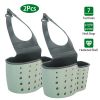2Pcs Kitchen Caddy Sponge Holder Detachable Adjustable Sink Organizer Draining Basket Rack For Scrubber Dish Brush Drainer