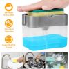 2 In 1Countertop Soap Dispenser w/Sponge Holder Dish Sink Soap Pump Container For Kitchen Bathroom Washroom