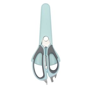 7-in-1 Multi-Purpose Kitchen Scissors With Magnetic Holder - Ultra-Sharp Stainless Steel Blades For Meat, Fish, Vegetables, Nuts & Bottles - Ergo (Option: Sky blue gray)