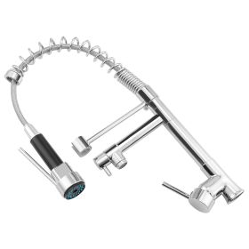 Kitchen Sink Faucet Single Handle Pre-Rinse Spring Pulldown Spray Head Kitchen Faucet Chrome Plated Finish Lead-Free (Option: US)