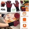 BBQ Gloves 1472°F Heat Resistant Grill Gloves Anti-slip Carbon Fiber BBQ Gloves Oven Gloves Mitts For Barbecue Cooking Baking Welding Cutting