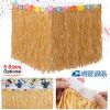 Grass Table Skirt Hawaiian Luau Party Decorations Supplies w/Hibiscus for Buffet BBQ Tiki Bar Beach Birthday Party Use